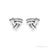 Sapphire Row Gold Triangle Knot Earrings - 14K White Gold (view 2)