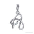 Sapphire Row Diamond Script Initial Pendant - A, 14K White Gold