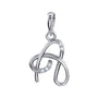 Sapphire Row Diamond Script Initial Pendant - A, 14K White Gold