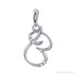 Sapphire Row Diamond Script Initial Pendant - B, 14K White Gold