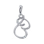Sapphire Row Diamond Script Initial Pendant - B, 14K White Gold