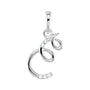 Sapphire Row Diamond Script Initial Pendant - E, 14K White Gold
