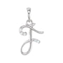Sapphire Row Diamond Script Initial Pendant - F, 14K White Gold