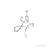 Sapphire Row Diamond Script Initial Pendant - H, 14K White Gold