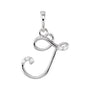 Sapphire Row Diamond Script Initial Pendant - J, 14K White Gold