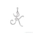 Sapphire Row Diamond Script Initial Pendant - K, 14K White Gold