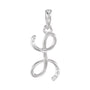 Sapphire Row Diamond Script Initial Pendant - L, 14K White Gold