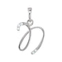 Sapphire Row Diamond Script Initial Pendant - N, 14K White Gold