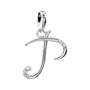 Sapphire Row Diamond Script Initial Pendant - P, 14K White Gold