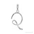 Sapphire Row Diamond Script Initial Pendant - Q, 14K White Gold