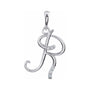 Sapphire Row Diamond Script Initial Pendant - R, 14K White Gold