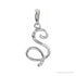 Sapphire Row Diamond Script Initial Pendant - S, 14K White Gold