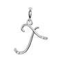 Sapphire Row Diamond Script Initial Pendant - T, 14K White Gold