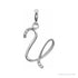 Sapphire Row Diamond Script Initial Pendant - U, 14K White Gold