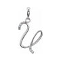 Sapphire Row Diamond Script Initial Pendant - U, 14K White Gold