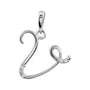 Sapphire Row Diamond Script Initial Pendant - V, 14K White Gold