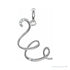 Sapphire Row Diamond Script Initial Pendant - W, 14K White Gold
