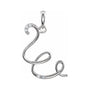 Sapphire Row Diamond Script Initial Pendant - W, 14K White Gold