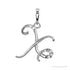 Sapphire Row Diamond Script Initial Pendant - X, 14K White Gold