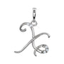 Sapphire Row Diamond Script Initial Pendant - X, 14K White Gold