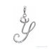 Sapphire Row Diamond Script Initial Pendant - Y, 14K White Gold