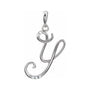 Sapphire Row Diamond Script Initial Pendant - Y, 14K White Gold