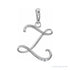 Sapphire Row Diamond Script Initial Pendant - Z, 14K White Gold