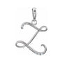 Sapphire Row Diamond Script Initial Pendant - Z, 14K White Gold