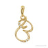 Sapphire Row Diamond Script Initial Pendant - B, 14K Yellow Gold
