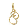 Sapphire Row Diamond Script Initial Pendant - B, 14K Yellow Gold