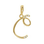 Sapphire Row Diamond Script Initial Pendant - C, 14K Yellow Gold