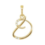 Sapphire Row Diamond Script Initial Pendant - D, 14K Yellow Gold