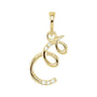 Sapphire Row Diamond Script Initial Pendant - E, 14K Yellow Gold