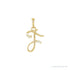 Sapphire Row Diamond Script Initial Pendant - F, 14K Yellow Gold
