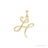 Sapphire Row Diamond Script Initial Pendant - H, 14K Yellow Gold