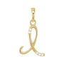 Sapphire Row Diamond Script Initial Pendant - I, 14K Yellow Gold