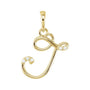 Sapphire Row Diamond Script Initial Pendant - J, 14K Yellow Gold