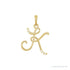Sapphire Row Diamond Script Initial Pendant - K, 14K Yellow Gold