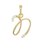 Sapphire Row Diamond Script Initial Pendant - N, 14K Yellow Gold