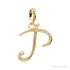 Sapphire Row Diamond Script Initial Pendant - P, 14K Yellow Gold