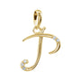 Sapphire Row Diamond Script Initial Pendant - P, 14K Yellow Gold
