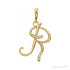 Sapphire Row Diamond Script Initial Pendant - R, 14K Yellow Gold