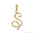 Sapphire Row Diamond Script Initial Pendant - S, 14K Yellow Gold
