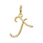 Sapphire Row Diamond Script Initial Pendant - T, 14K Yellow Gold