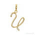 Sapphire Row Diamond Script Initial Pendant - U, 14K Yellow Gold