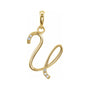 Sapphire Row Diamond Script Initial Pendant - U, 14K Yellow Gold