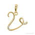 Sapphire Row Diamond Script Initial Pendant - V, 14K Yellow Gold