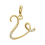 Sapphire Row Diamond Script Initial Pendant - V, 14K Yellow Gold