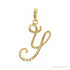 Sapphire Row Diamond Script Initial Pendant - Y, 14K Yellow Gold