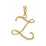 Sapphire Row Diamond Script Initial Pendant - Z, 14K Yellow Gold